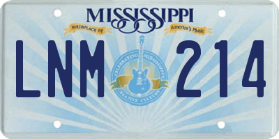 MS license plate LNM214