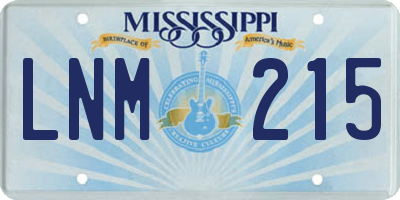 MS license plate LNM215