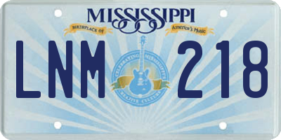 MS license plate LNM218