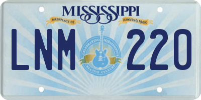 MS license plate LNM220