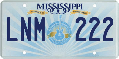 MS license plate LNM222