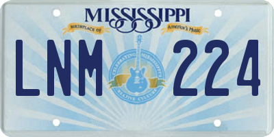 MS license plate LNM224