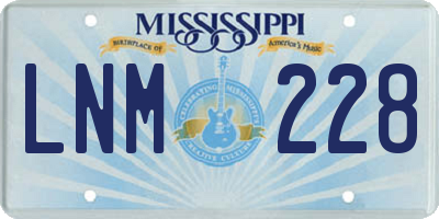 MS license plate LNM228
