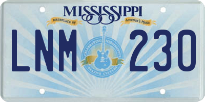 MS license plate LNM230