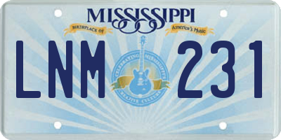 MS license plate LNM231