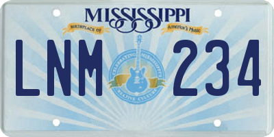 MS license plate LNM234