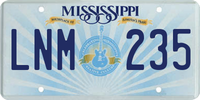 MS license plate LNM235