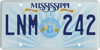 MS license plate LNM242