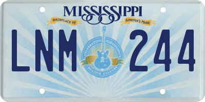 MS license plate LNM244