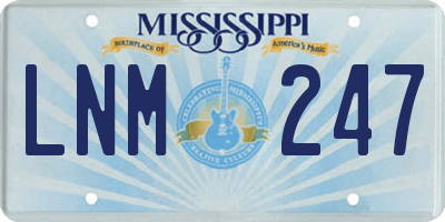 MS license plate LNM247