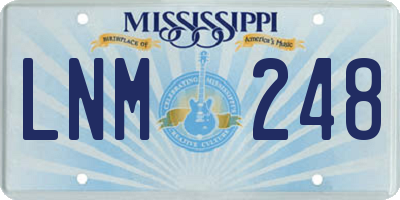 MS license plate LNM248