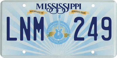MS license plate LNM249