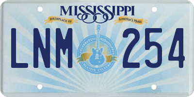 MS license plate LNM254