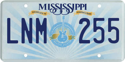 MS license plate LNM255