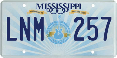 MS license plate LNM257