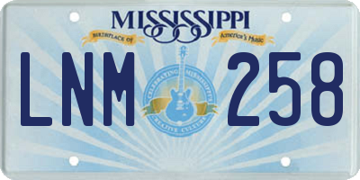 MS license plate LNM258