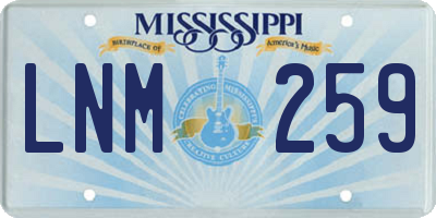 MS license plate LNM259