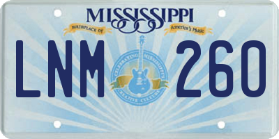 MS license plate LNM260