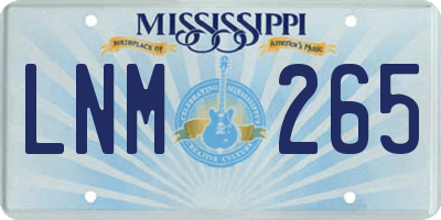 MS license plate LNM265