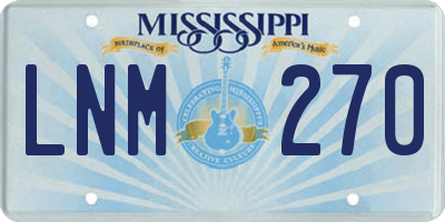 MS license plate LNM270