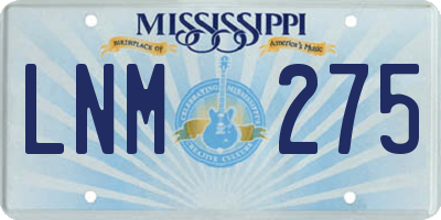 MS license plate LNM275