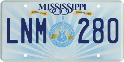 MS license plate LNM280