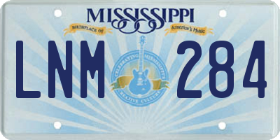 MS license plate LNM284