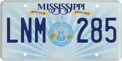 MS license plate LNM285