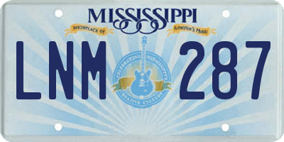 MS license plate LNM287