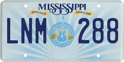 MS license plate LNM288