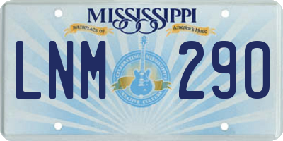 MS license plate LNM290