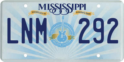MS license plate LNM292