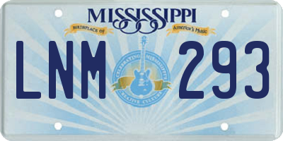 MS license plate LNM293