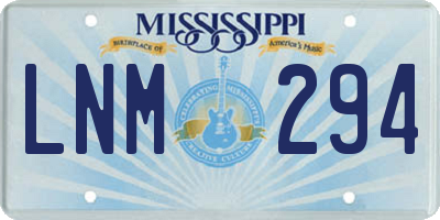 MS license plate LNM294
