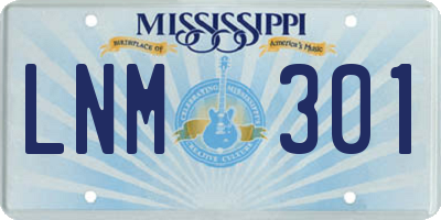 MS license plate LNM301