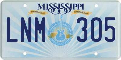 MS license plate LNM305