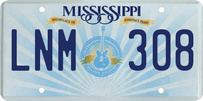 MS license plate LNM308