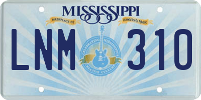 MS license plate LNM310