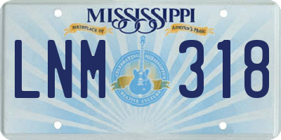 MS license plate LNM318