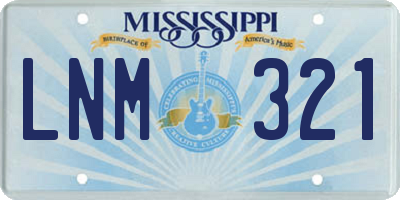 MS license plate LNM321