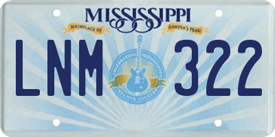 MS license plate LNM322