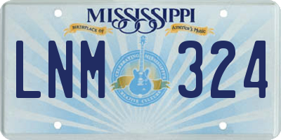 MS license plate LNM324