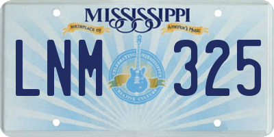 MS license plate LNM325