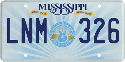 MS license plate LNM326
