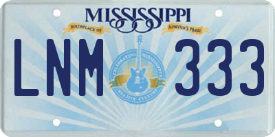 MS license plate LNM333