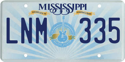 MS license plate LNM335