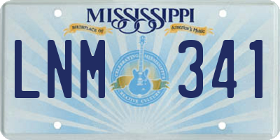 MS license plate LNM341