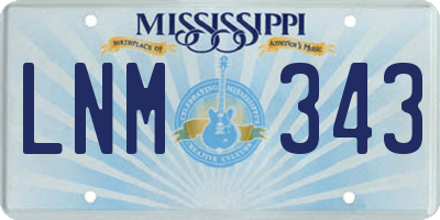 MS license plate LNM343