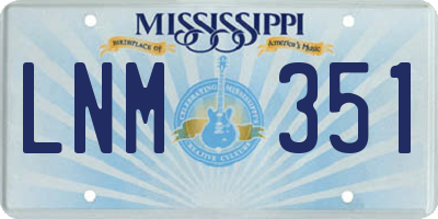 MS license plate LNM351