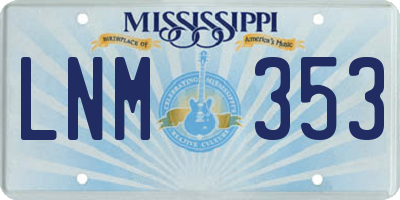 MS license plate LNM353